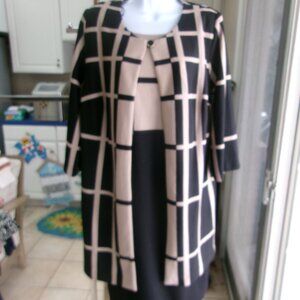 NWT DANNY&NICOLE CAREER BLACK&BEIGE DRESS&JACKET SET 16W